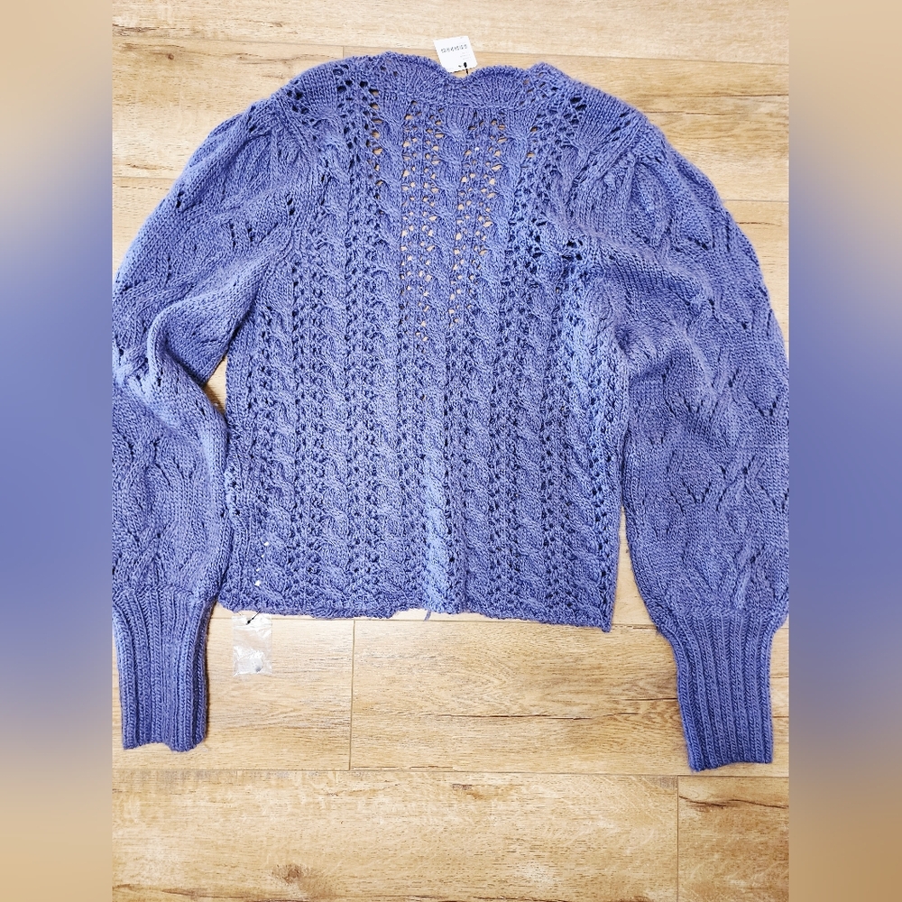 $168 NWT Free People Knit Crochet Bali Dreamer Cardigan XL Wool Alpaca Lavender - Picture 9 of 9